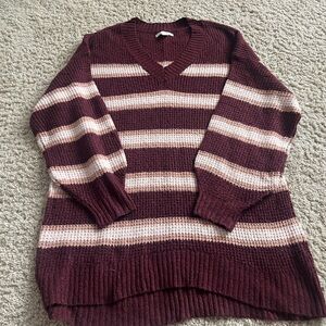American Eagle Outfitters V-Neck Sweater Red and Pink